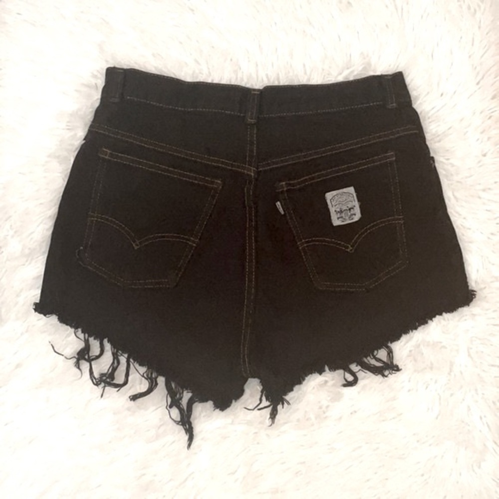Levi’s Vintage White Label/Tag Repurposed Black Distressed Denim Shorts